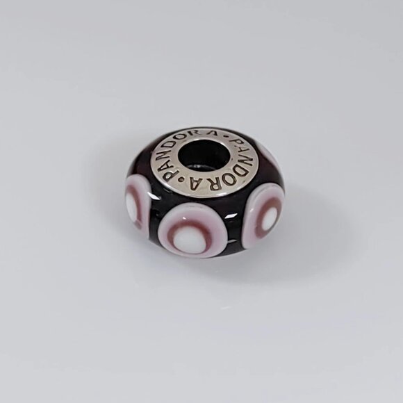 Pandora Purple Spots Stepping Stone Charm Murano Glass Charm Bead with box - Picture 2 of 4